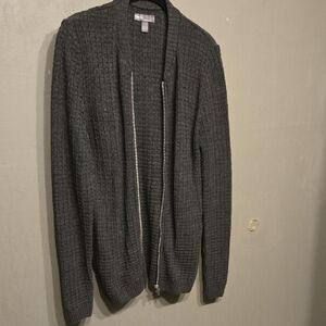 ASOS Men's Dark Gray Zip-Up Knit Cardigan
